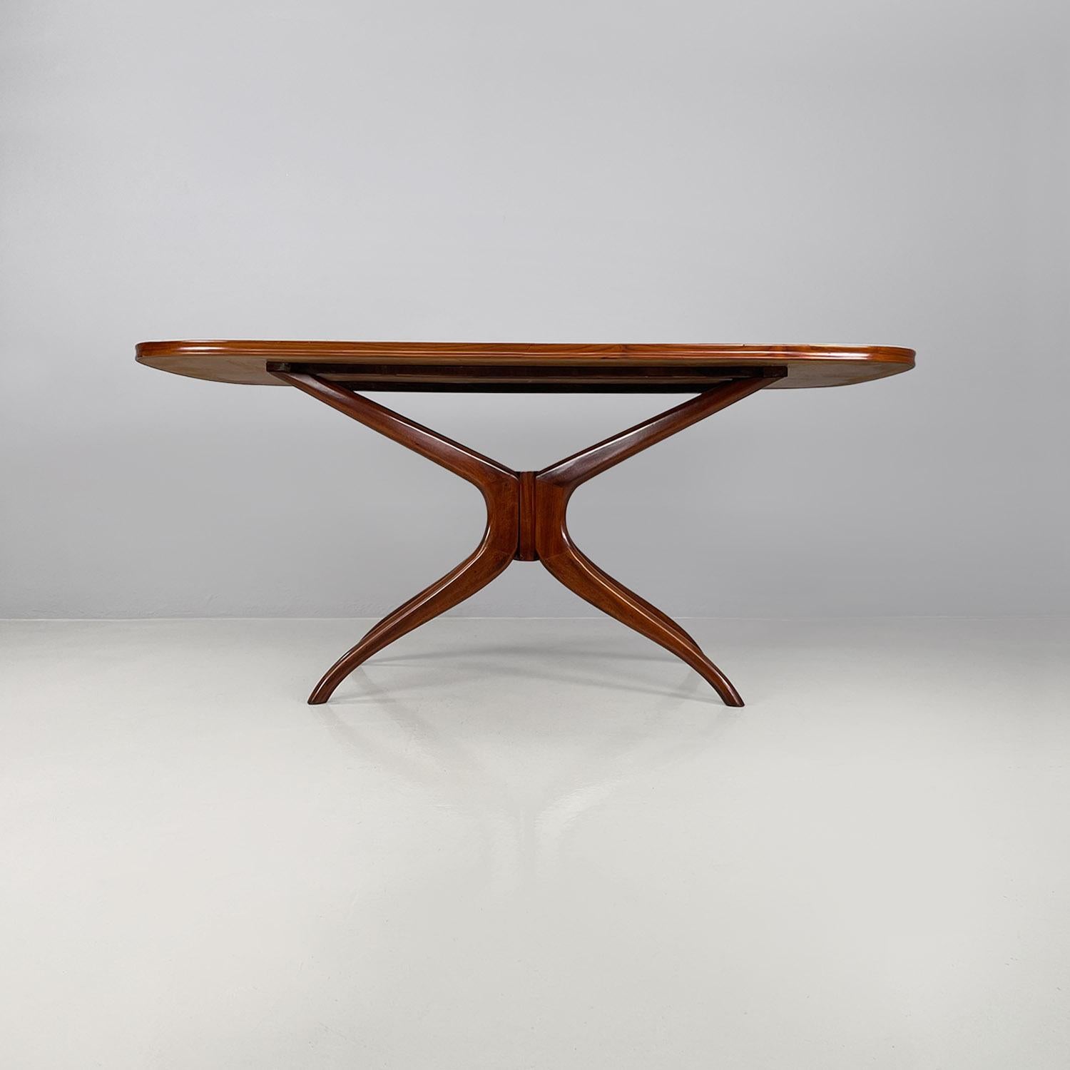 Italian mid century modern solid wood and backpainted glass dining
