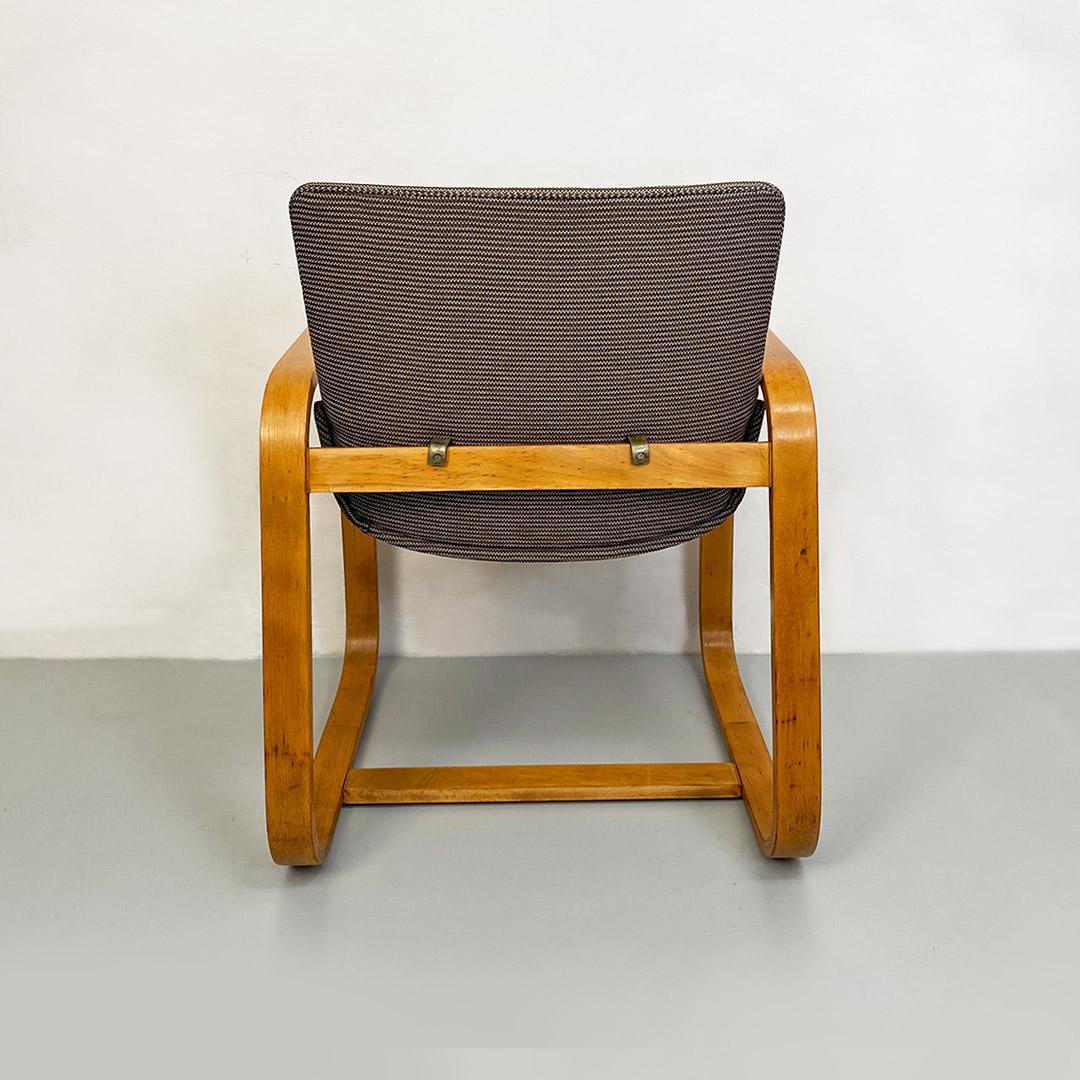 Italian Mid-Century Modern Solid Wood and Grey Fabric Armchairs, 1960s For Sale 2