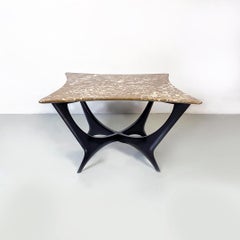 Italian mid century modern solid wood and Mondragone marble coffee table, 1950s