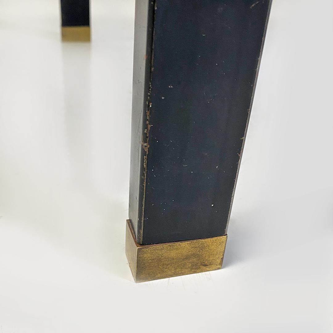 Italian Mid-Century Modern Solid Wood, Black Metal Brass Medium Size Bench 1960s For Sale 7