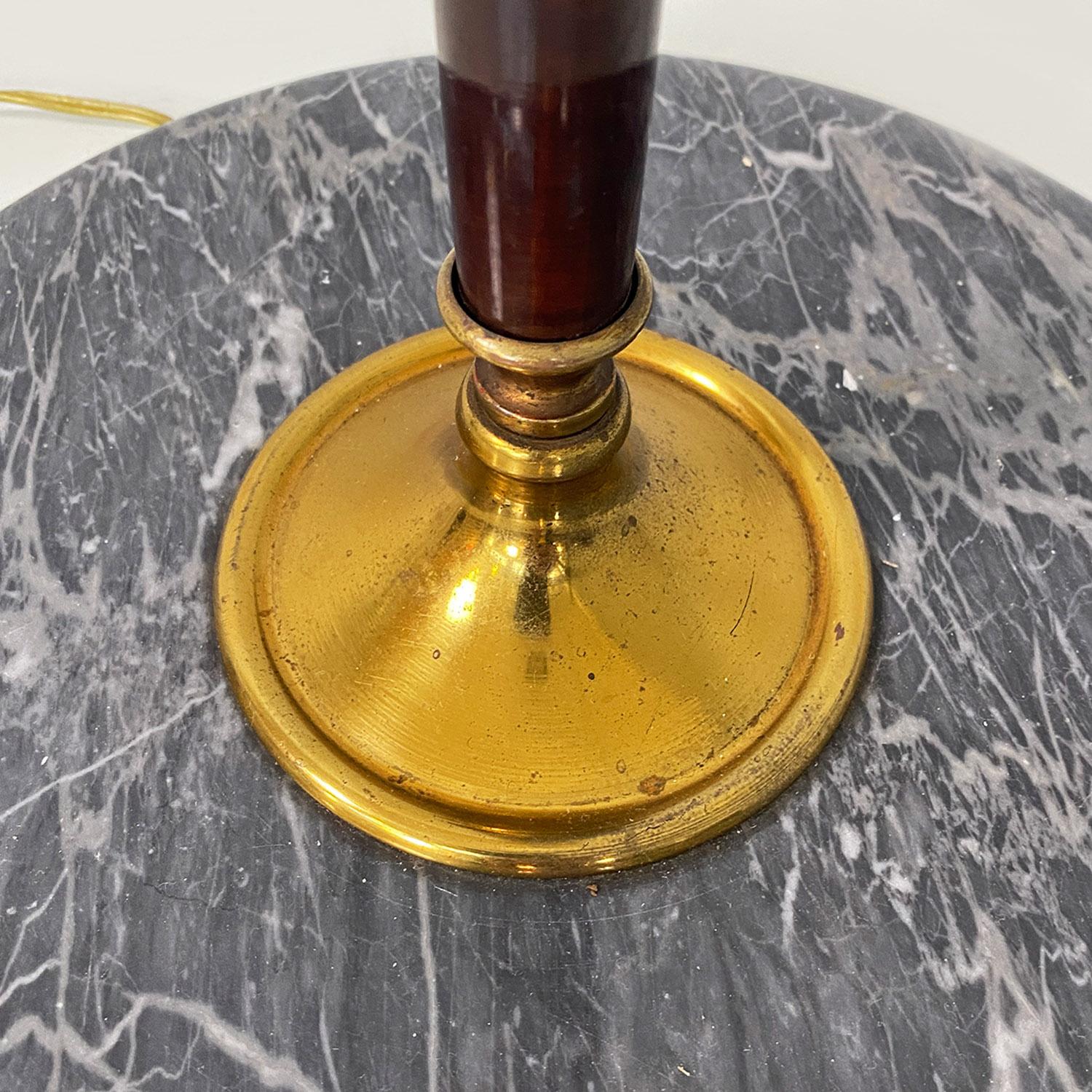 Italian mid century modern solid wood, brass and white fabric floor lamp, 1940s 11