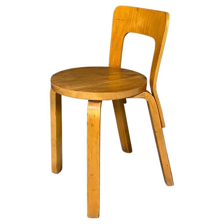 Italian Mid-Century Modern Solid Wood Chair by Alvar Aalto for Artek, 1960s