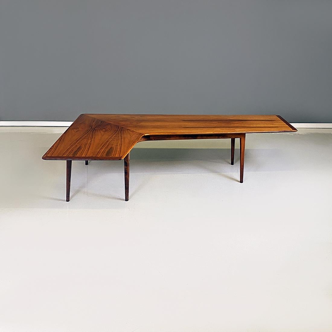 Italian Mid-Century Modern Solid Wood Coffee Table with a Boomerang Shape, 1960s 7