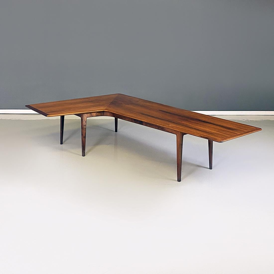 Italian Mid-Century Modern Solid Wood Coffee Table with a Boomerang Shape, 1960s 4
