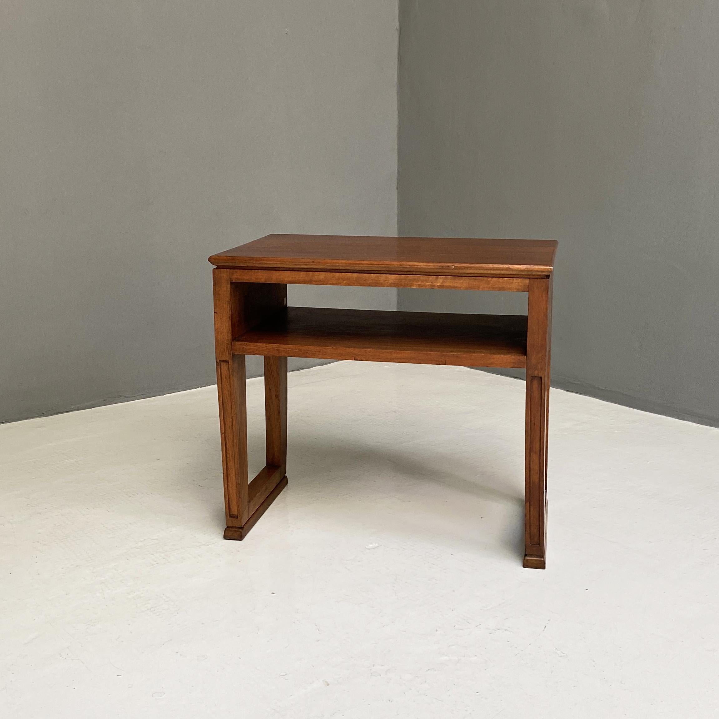 Mid-20th Century Italian Mid-Century Modern Solid Wood Coffee Table with Double Shelf, 1960s For Sale