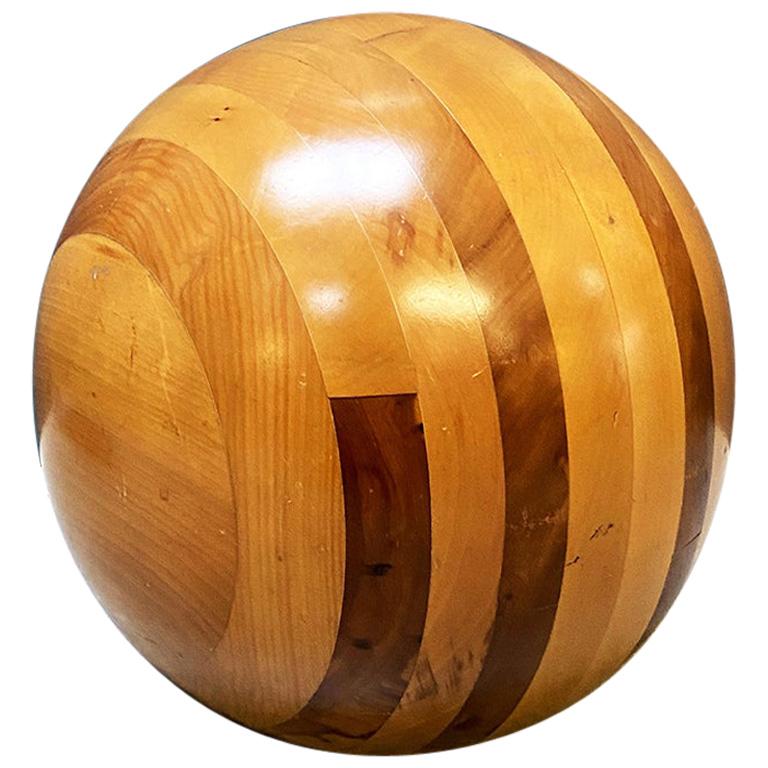 Italian Mid-Century Modern Solid Wood Decorative Sphere by Pino Pedano, 1960s