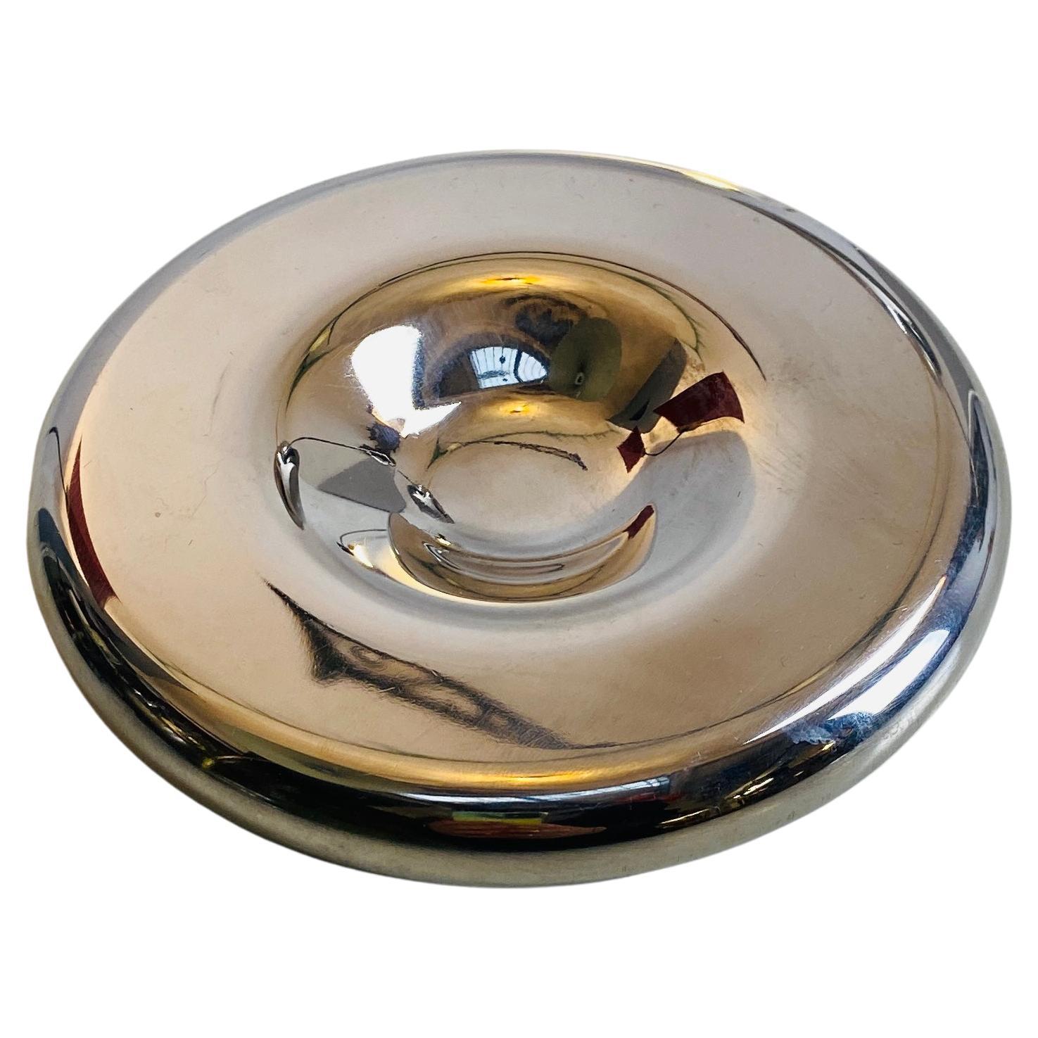 Italian Mid-Century Modern Space Age Chromed Metal Ashtray, 1970s 