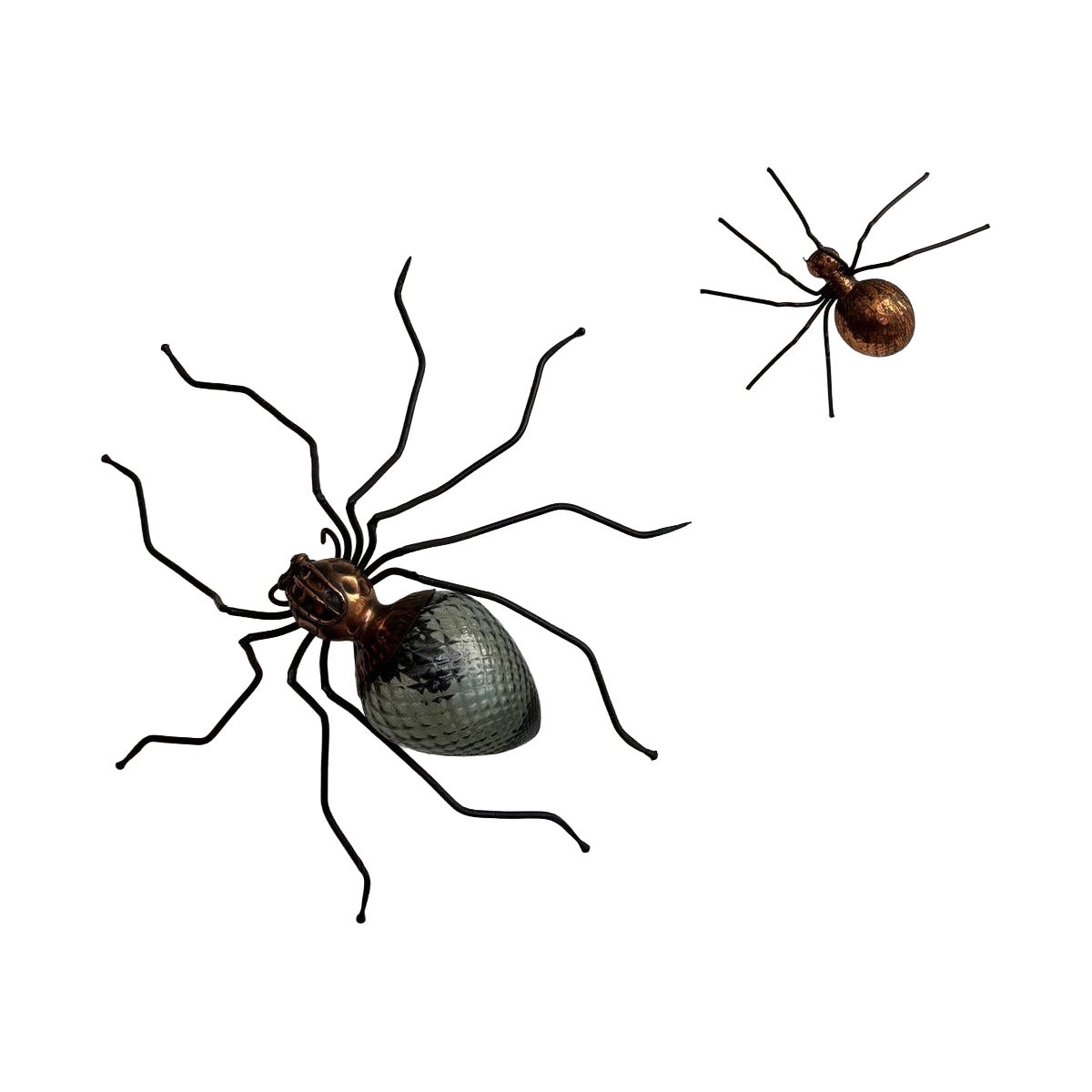 Italian mid-century modern Spider wall lamp in glass, copper, black metal, 1950s For Sale