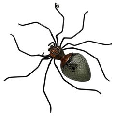 Italian mid-century modern Spider wall lamp in glass, copper, black metal, 1950s
