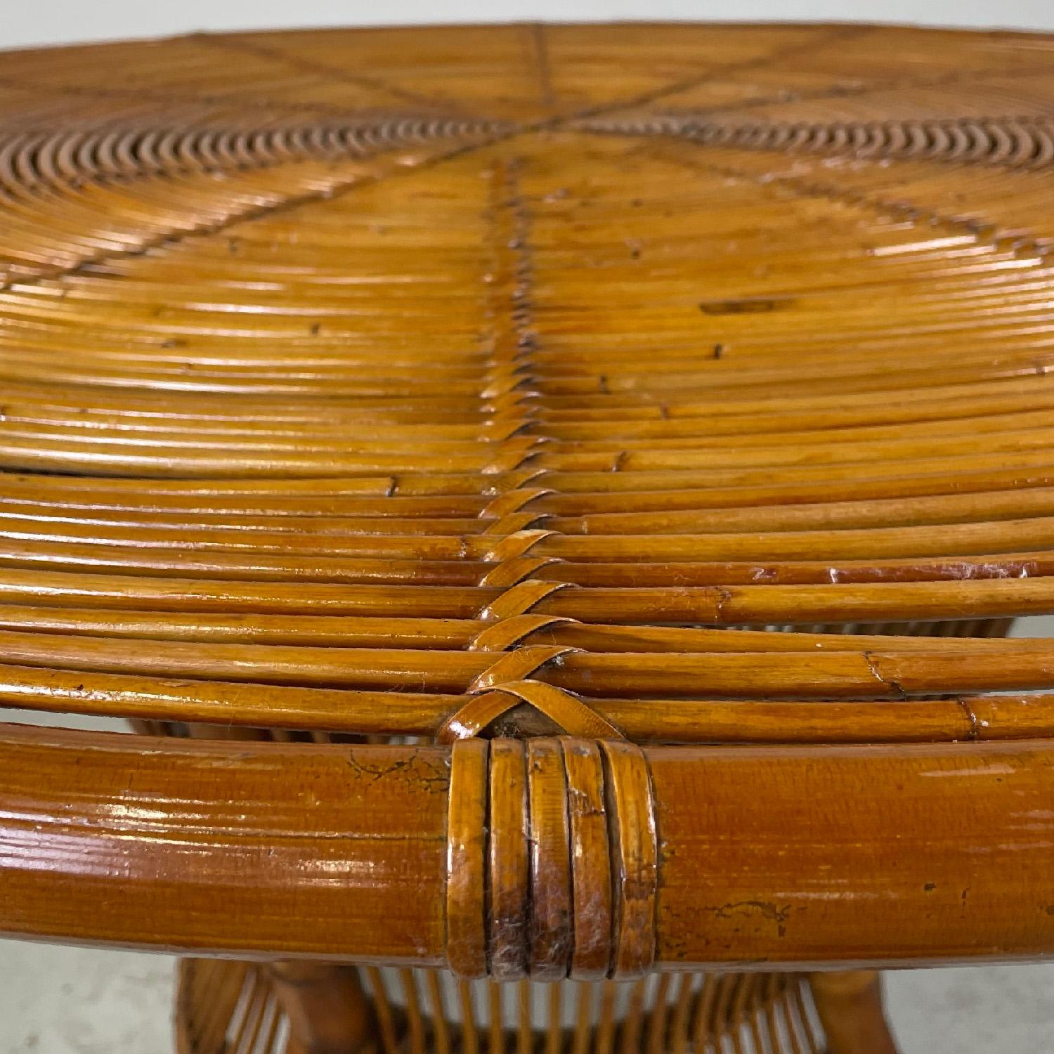Italian mid-century modern spiral round top rattan four legs dining table, 1960s 7