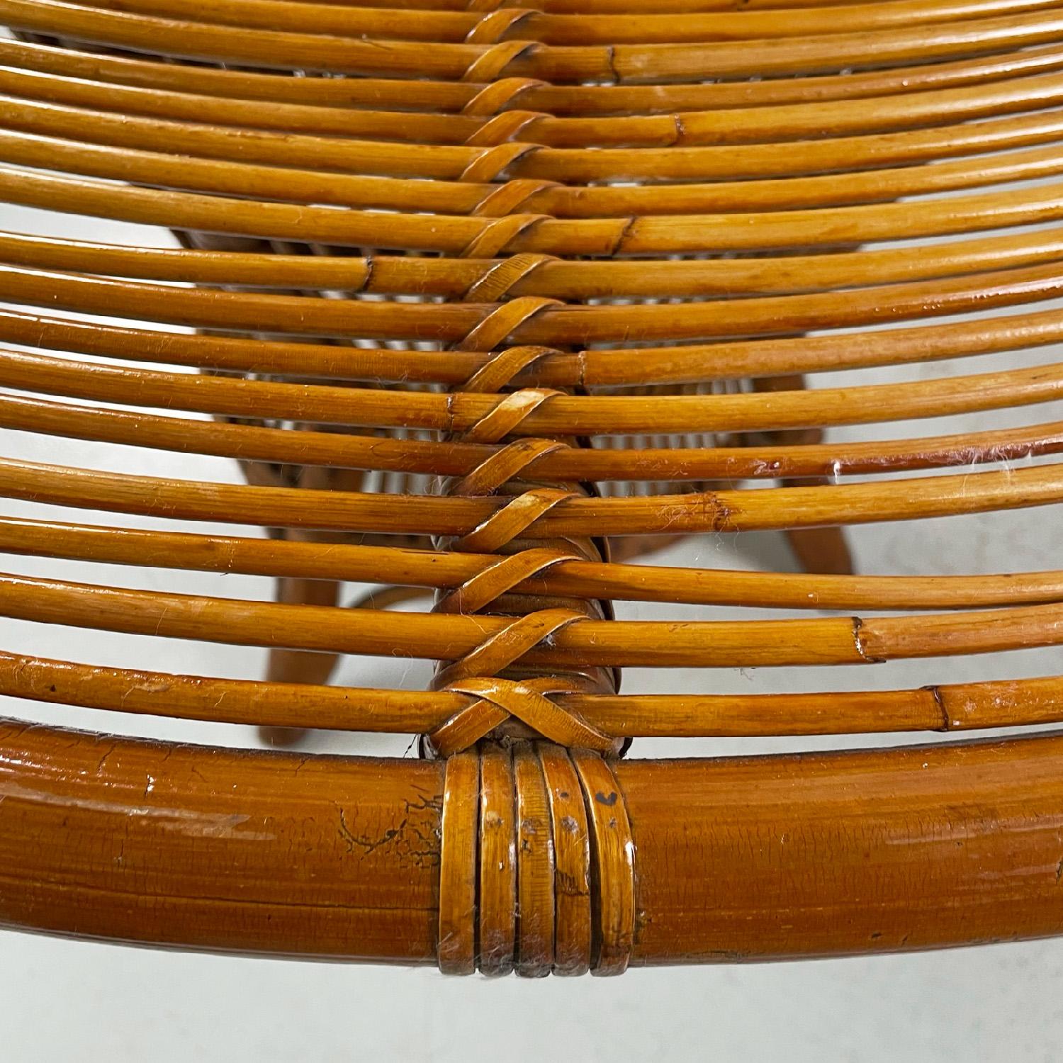 Italian mid-century modern spiral round top rattan four legs dining table, 1960s 2