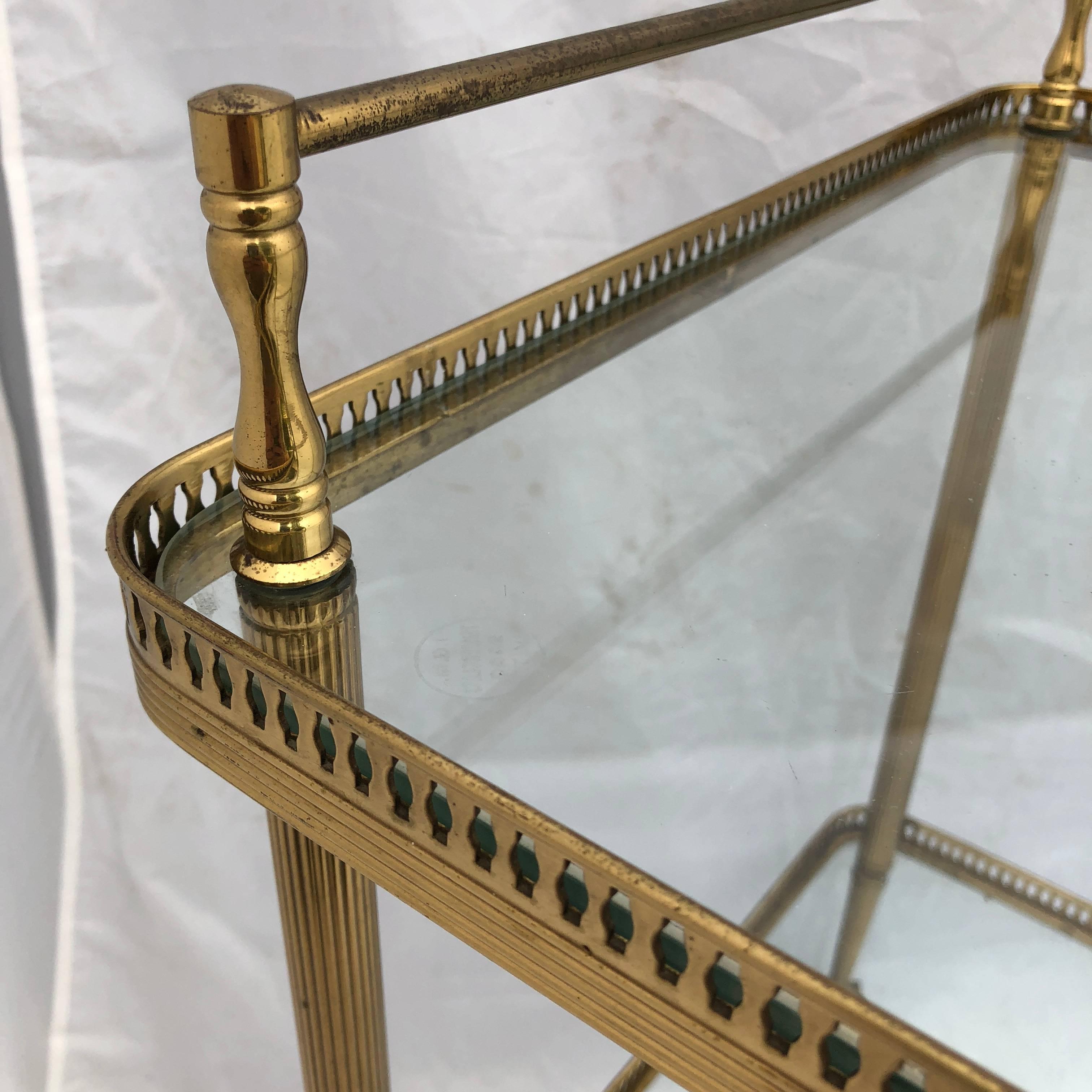 Italian Mid-Century Modern Square Brass Bar Cart 5