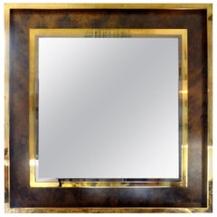 Italian Mid-Century Modern Square Brass Mirror-Romeo Rega Attributed