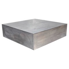Italian Mid-Century Modern Square Mirrored Aluminu Coffee Table, 1970s