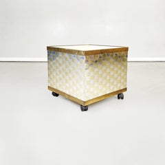 Italian mid-century modern Square planter in steel and brass, 1970s