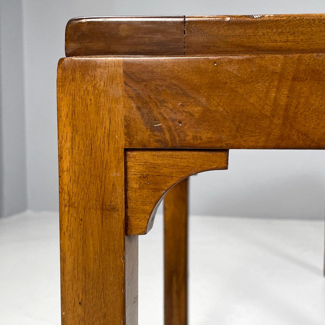 Italian mid-century modern square stools in wood and Vienna straw, 1960s in vendita 6