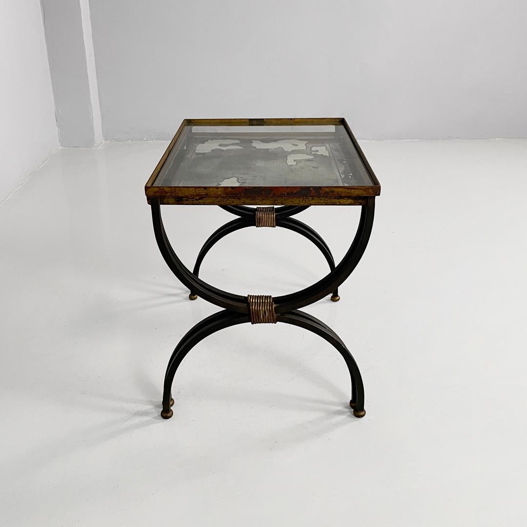 Italian mid-century modern stackable metal and glass coffee tables, 1940s For Sale 5