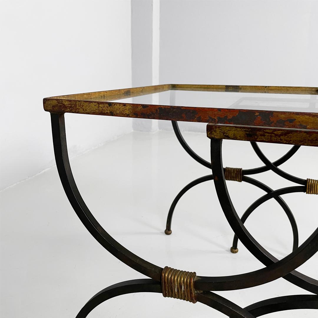 Italian mid-century modern stackable metal and glass coffee tables, 1940s For Sale 10