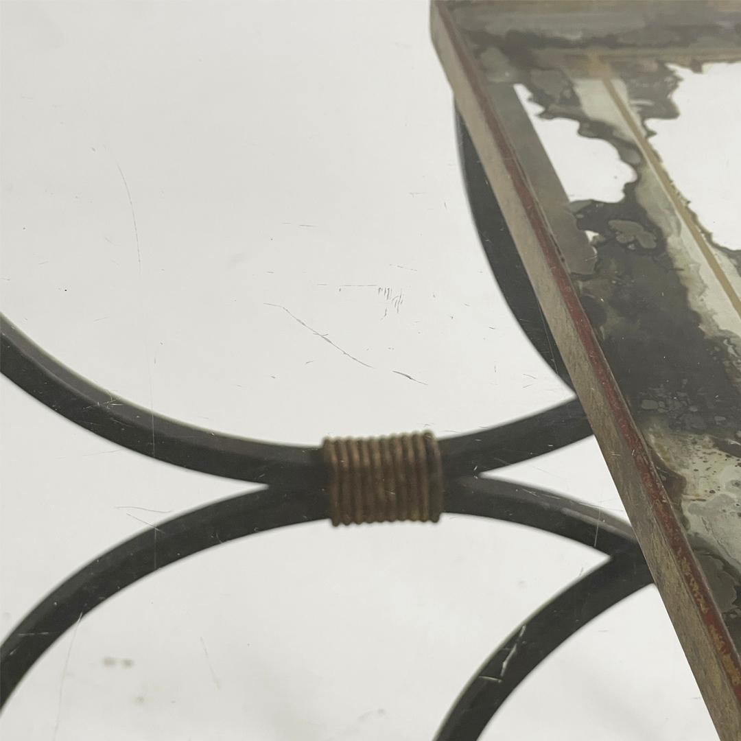 Italian mid-century modern stackable metal and glass coffee tables, 1940s For Sale 13