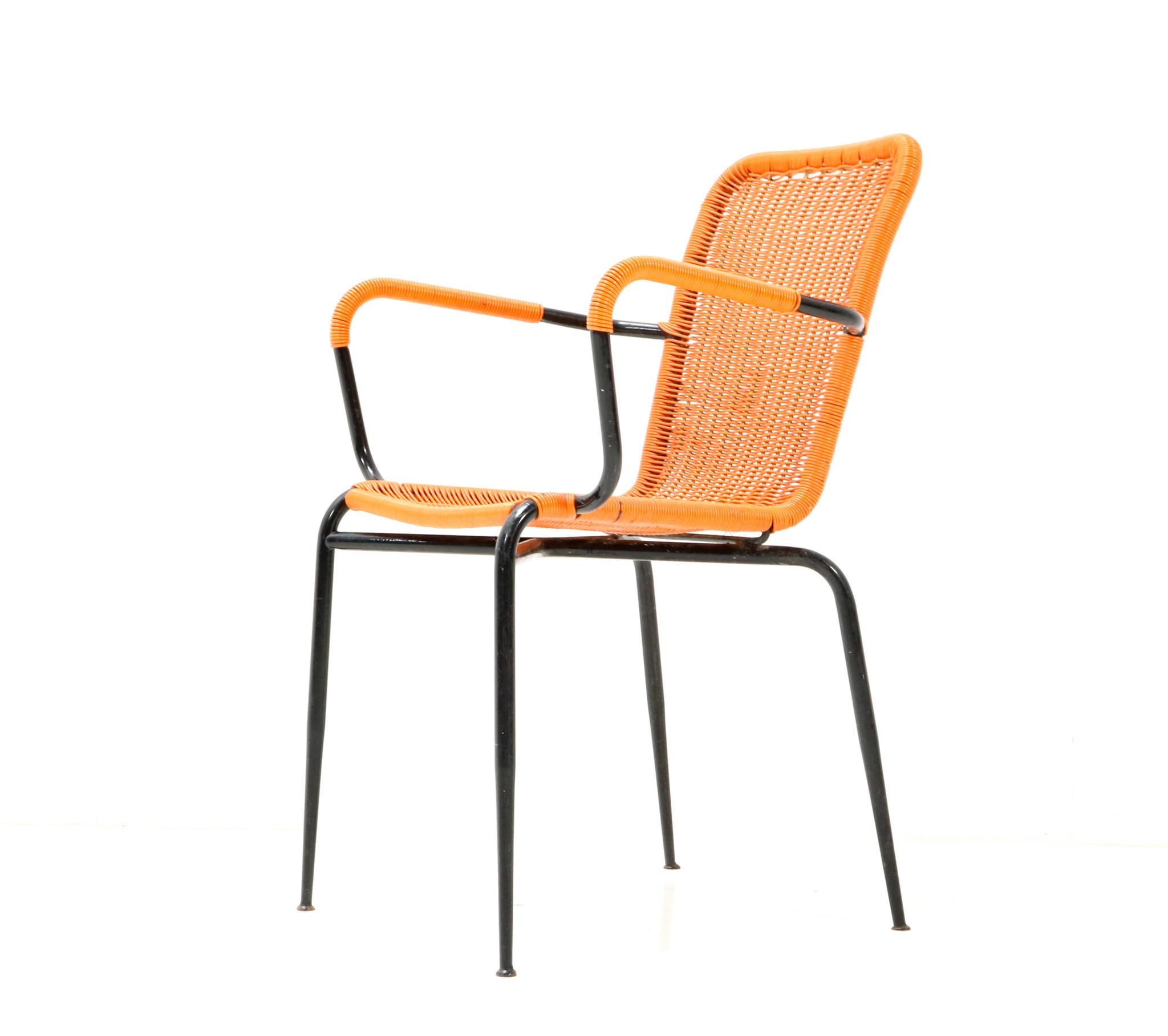 Steel Italian Mid-Century Modern Stackable Outdoor Armchairs, 1960s For Sale