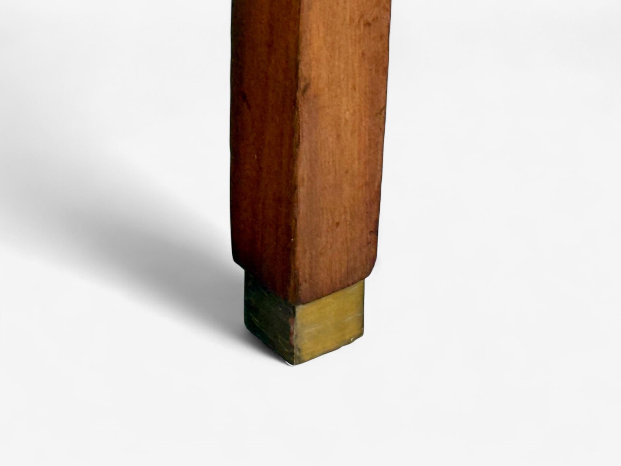 Italienische Mid-Century-Modern-Ottomanen aus gebeiztem Holz, Kamel-Mohair, Ottomane, Italien, 1960er Jahre im Angebot 3