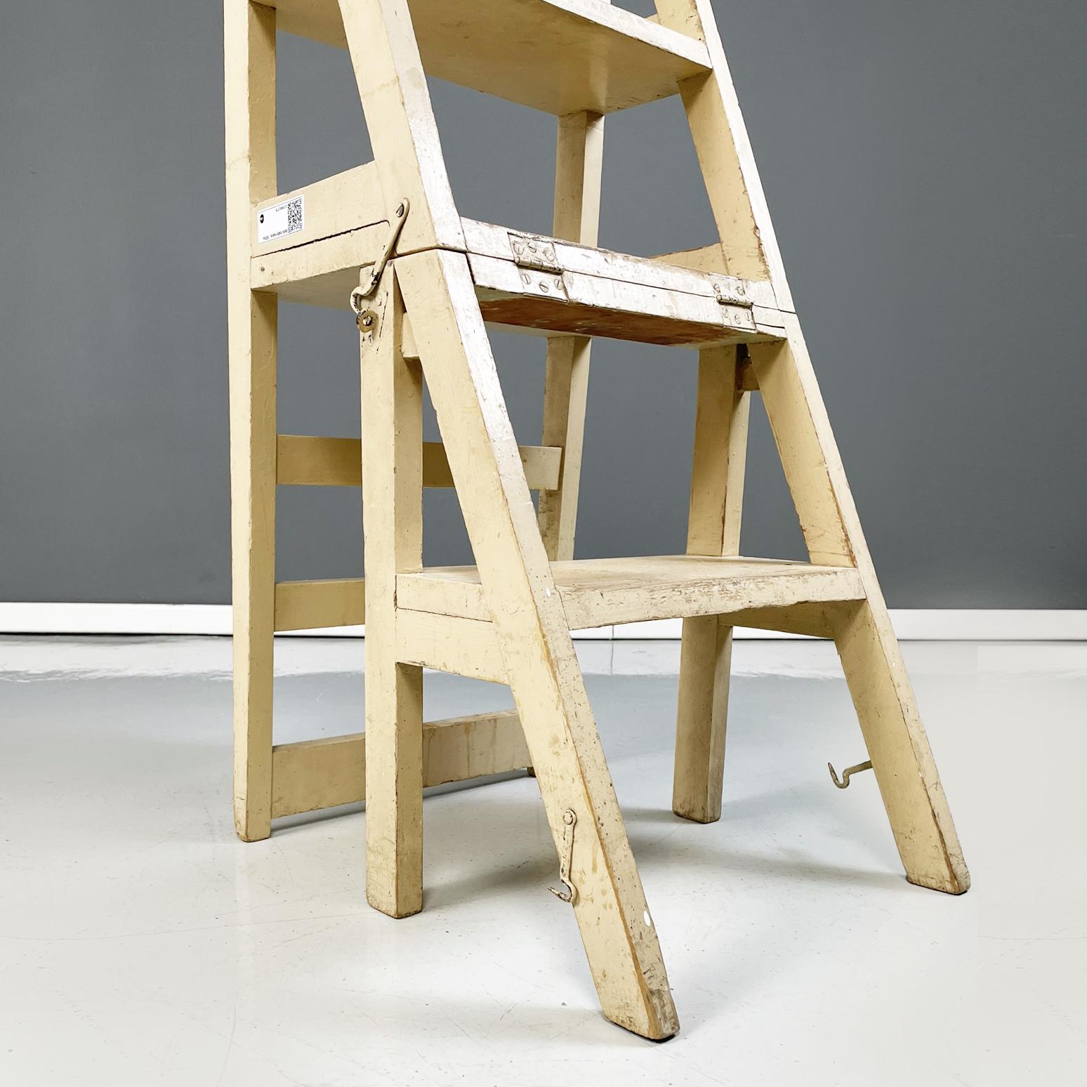 Italian Mid-Century Modern Staircase Chair in Cream White Wood, 1960s 8