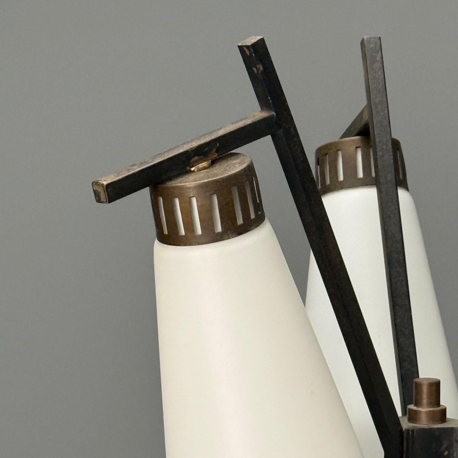 Italian Mid-Century Modern, Standing Floor Lamp, Painted Steel, Brass, Glass 3