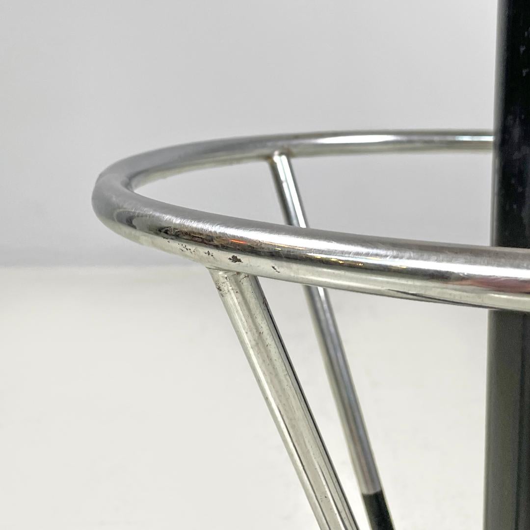 Italian mid-century modern stool in green faux leather and black metal, 1960s For Sale 6