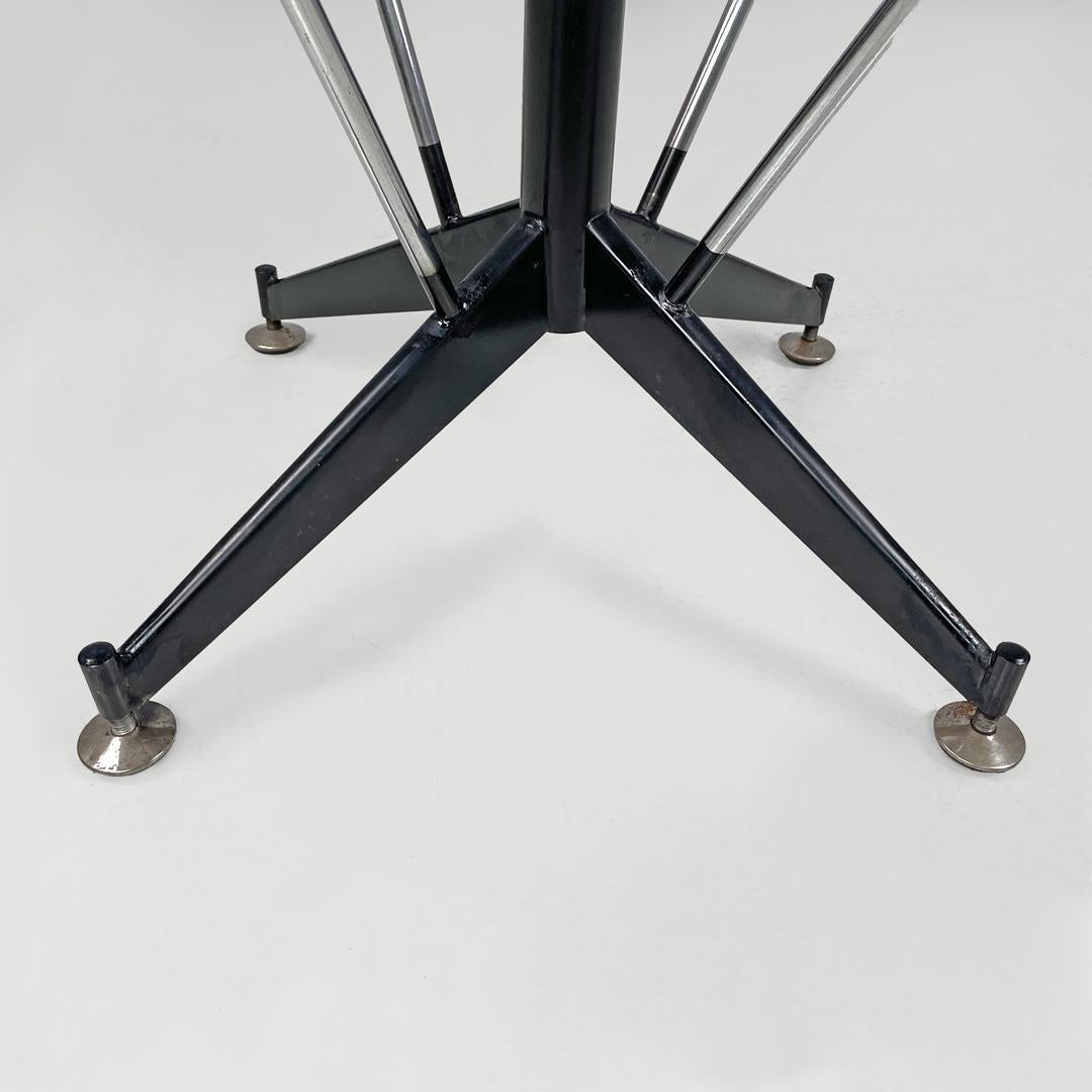 Italian mid-century modern stool in green faux leather and black metal, 1960s For Sale 10