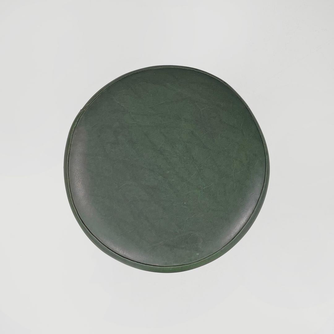 Mid-Century Modern Italian mid-century modern stool in green faux leather and black metal, 1960s For Sale