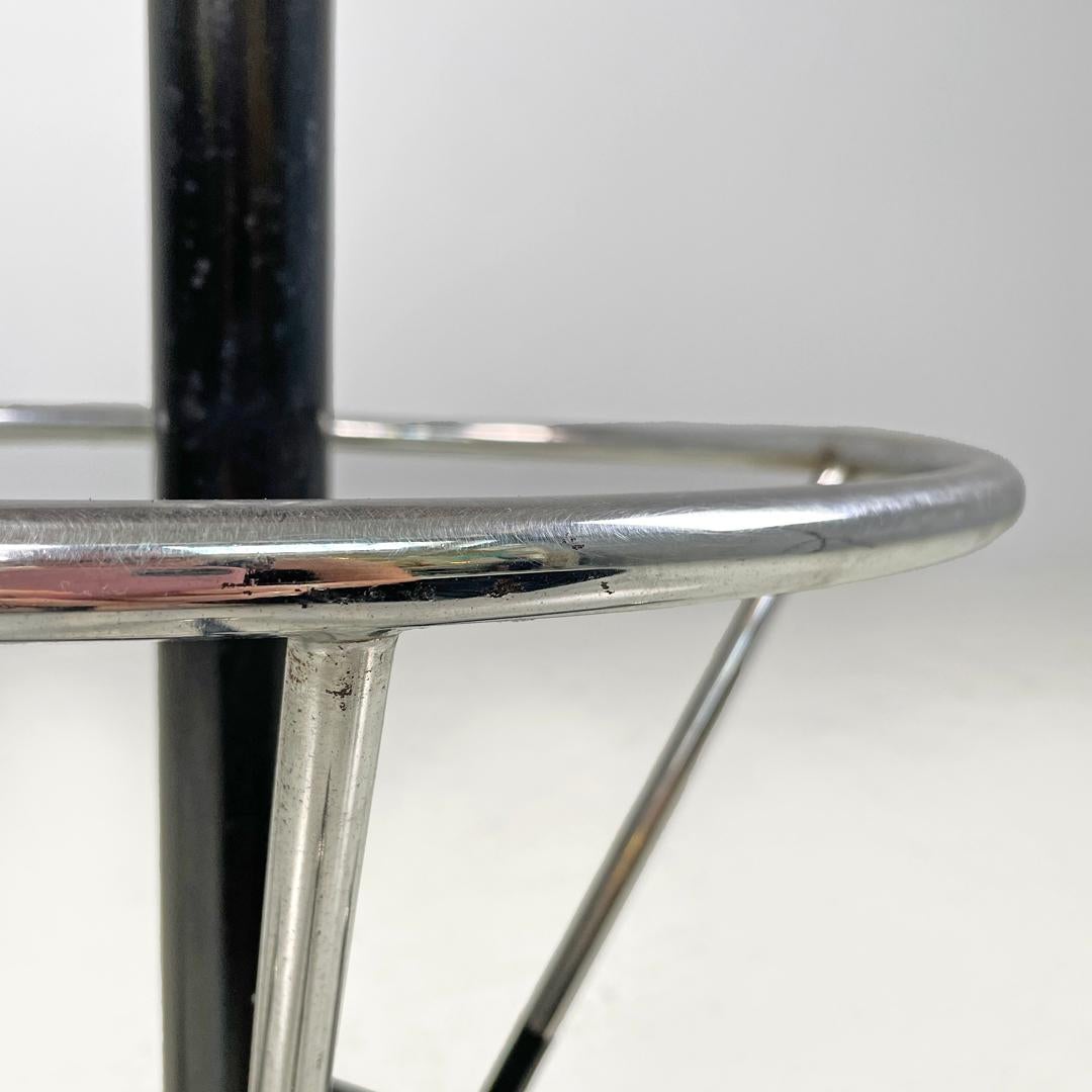 Italian mid-century modern stool in green faux leather and black metal, 1960s For Sale 2