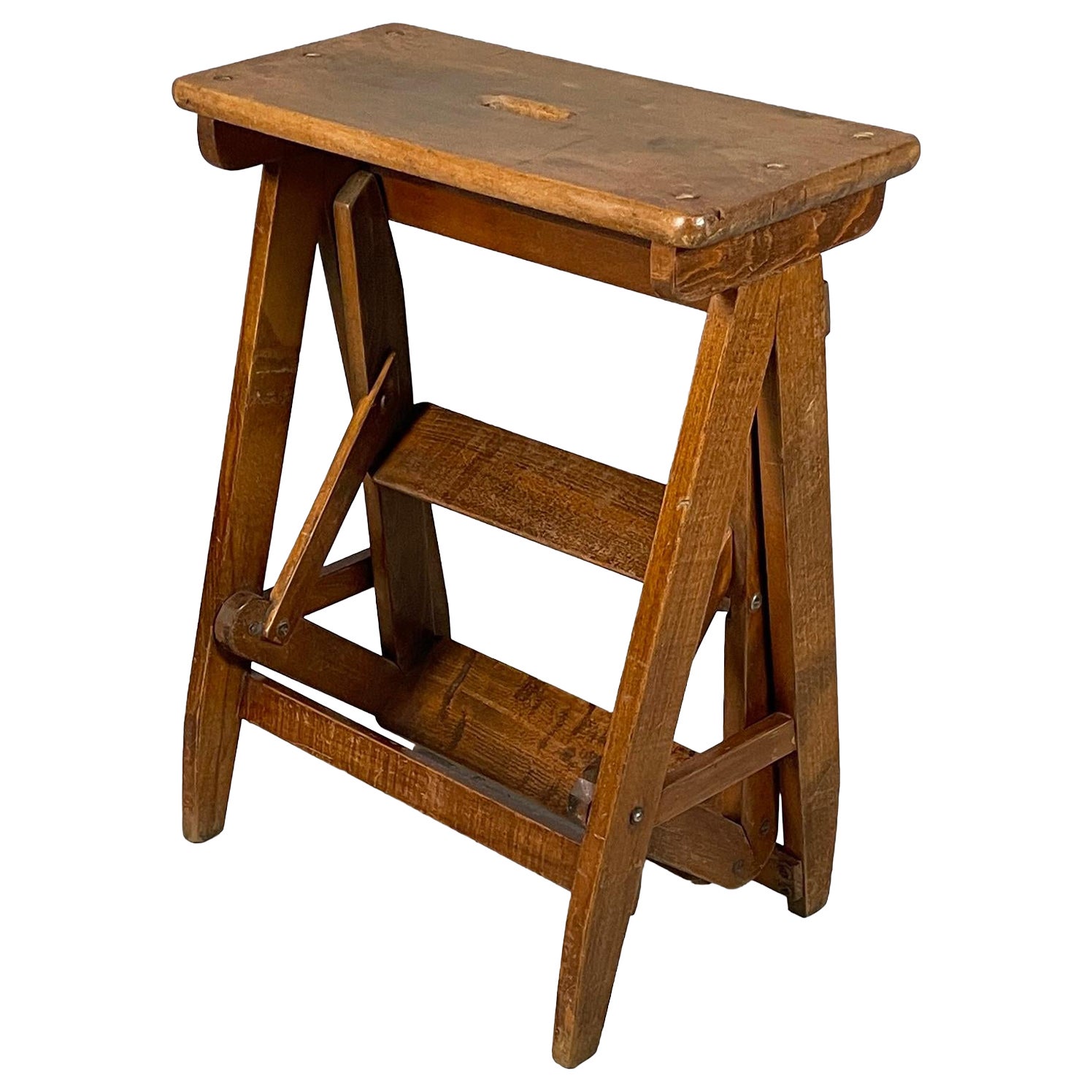 Italian mid-century modern stool ladder in wood, 1930s