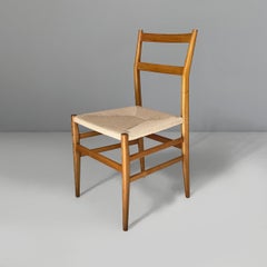Italian mid-century modern straw wood chairs Leggera by Ponti for Cassina, 1960s