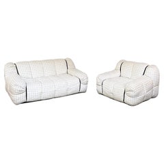 Italian Mid-Century Modern Strips Sofa and Armchair Cini Boeri for Arflex, 1970s