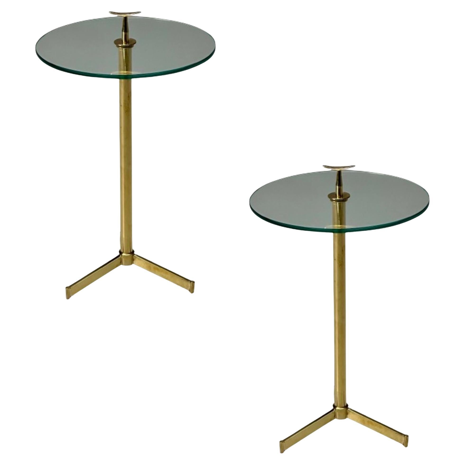 Italian Mid-Century Modern Style, Brass, Glass, Martini Side Tables, 21st C.