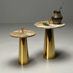 Italian Mid-Century Modern Style, Contemporary, Nesting Side Tables, Brass