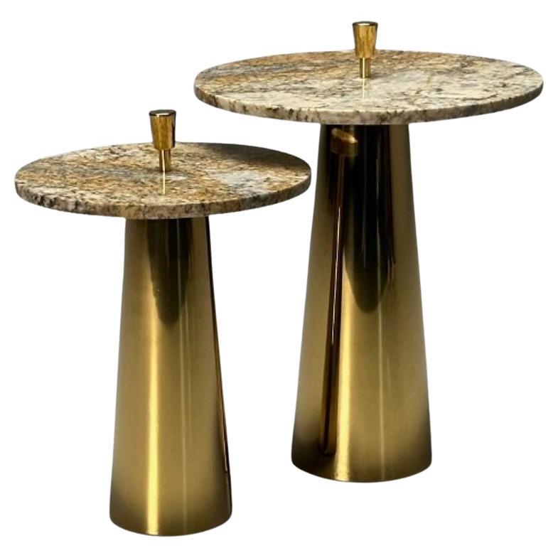 Tavolini italiani in stile Mid-Century Modern, Contemporaneo, Tavolini nidificanti, Ottone in vendita