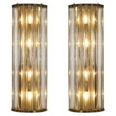 Italian Mid-Century Modern Style Murano Glass and Brass Sconces, New Design