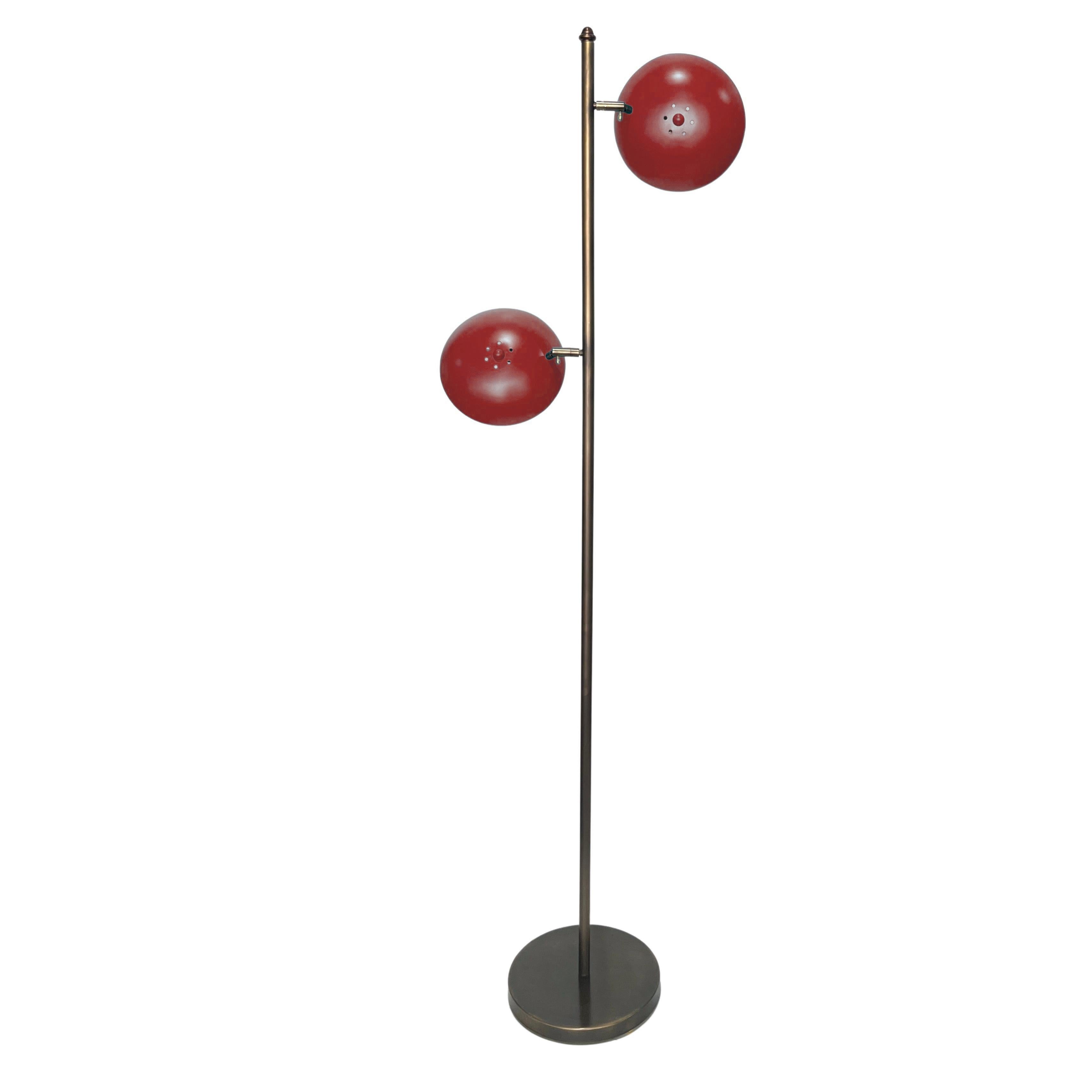 Verstellbare italienische Stehlampe aus Bronze im modernen italienischen Mid-Century-Stil in Meeresblau lackiert (Handbemalt) im Angebot