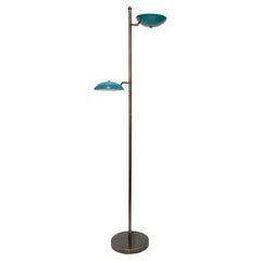 Verstellbare italienische Stehlampe aus Bronze im modernen italienischen Mid-Century-Stil in Meeresblau lackiert