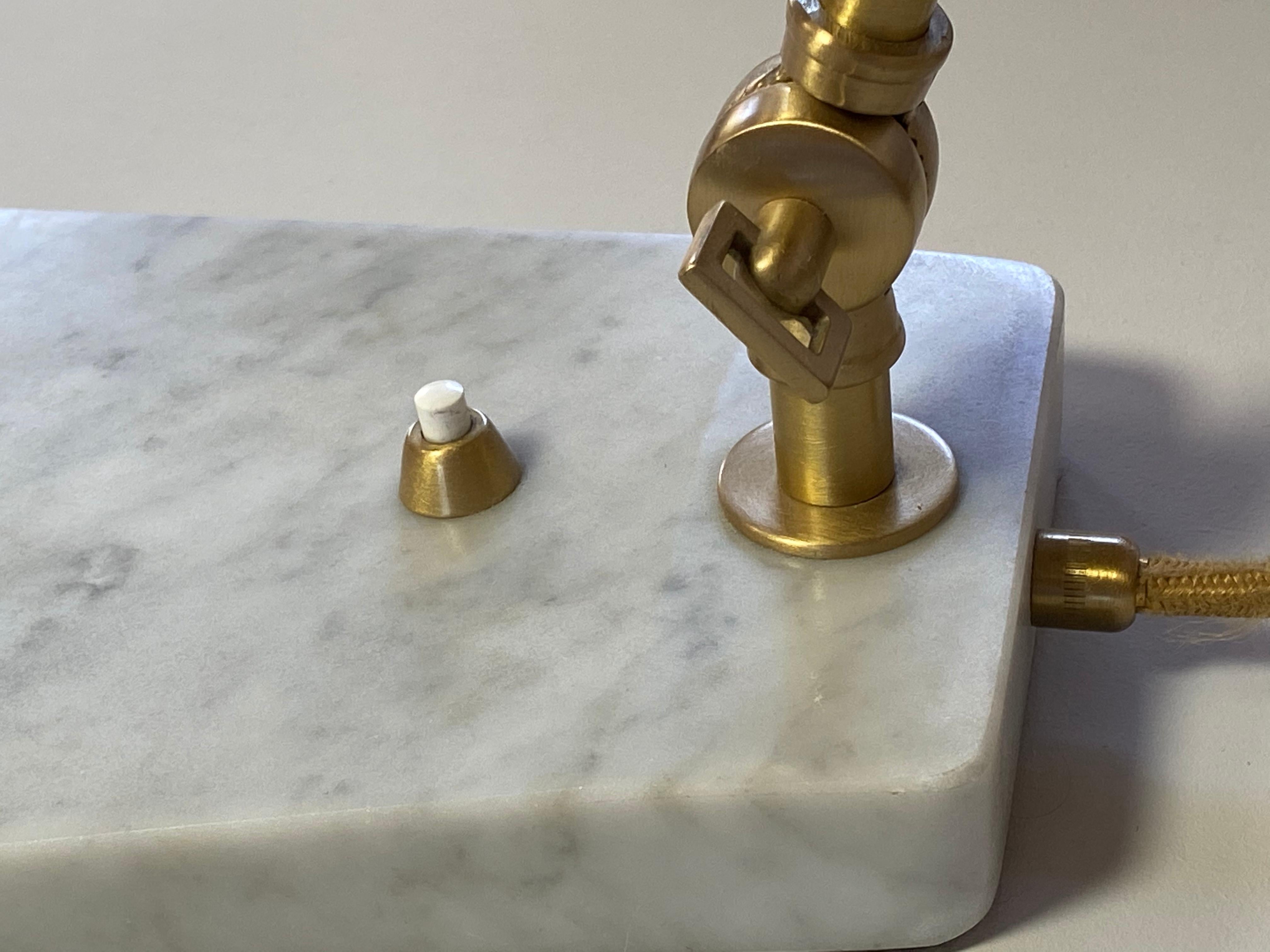 Organic Modern Italian Mid-Century Modern Style White Marble Brass Flamingo Desk Table Lamp