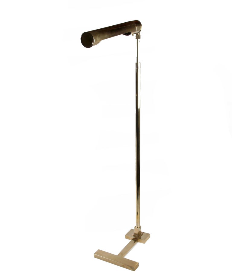 Italian Mid Century Modern Swing Head Solid Brass Floor Lamp Reading