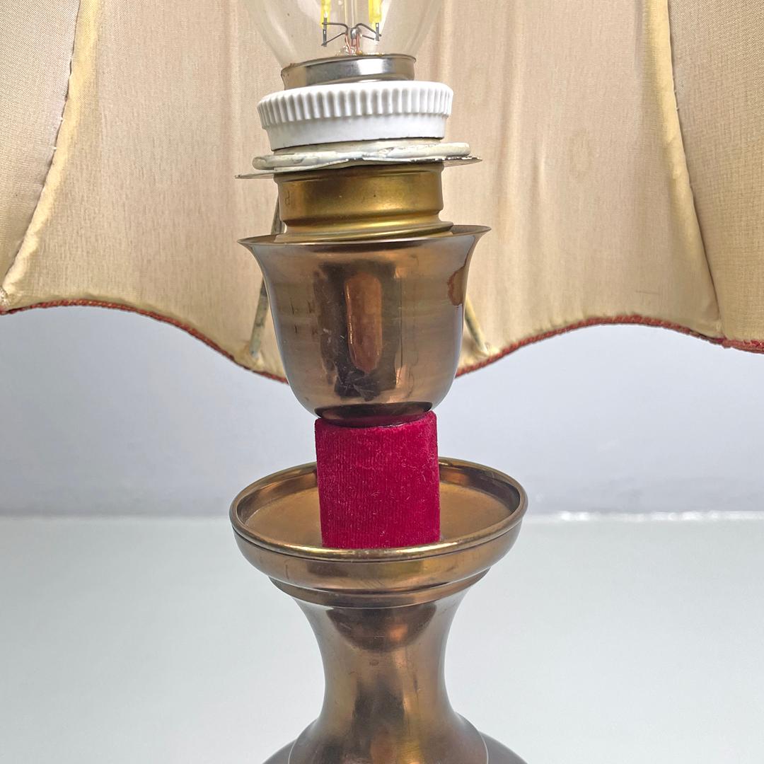 Italian mid-century modern table lamp red fabric shade with decorations, 1950s For Sale 6