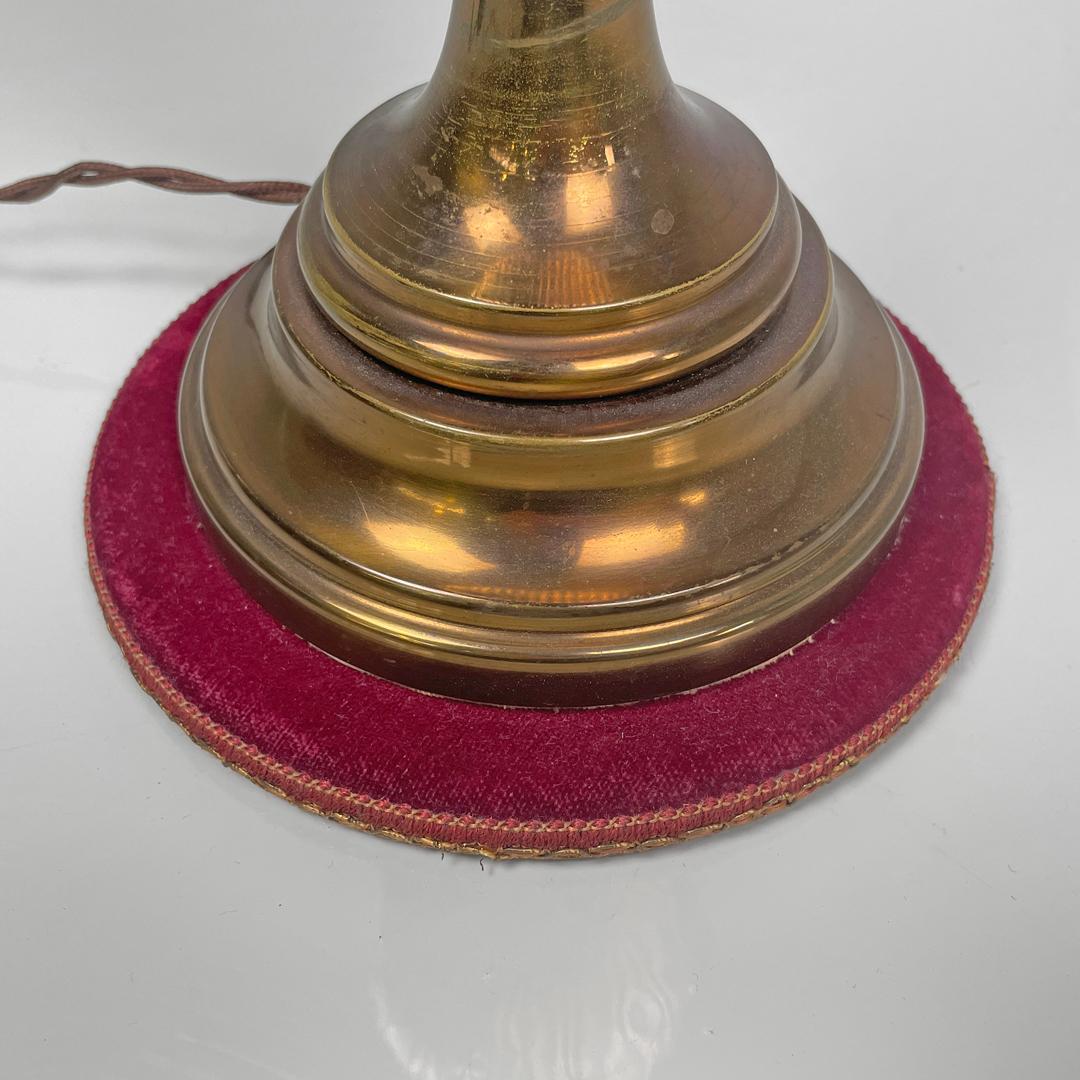 Italian mid-century modern table lamp red fabric shade with decorations, 1950s For Sale 12
