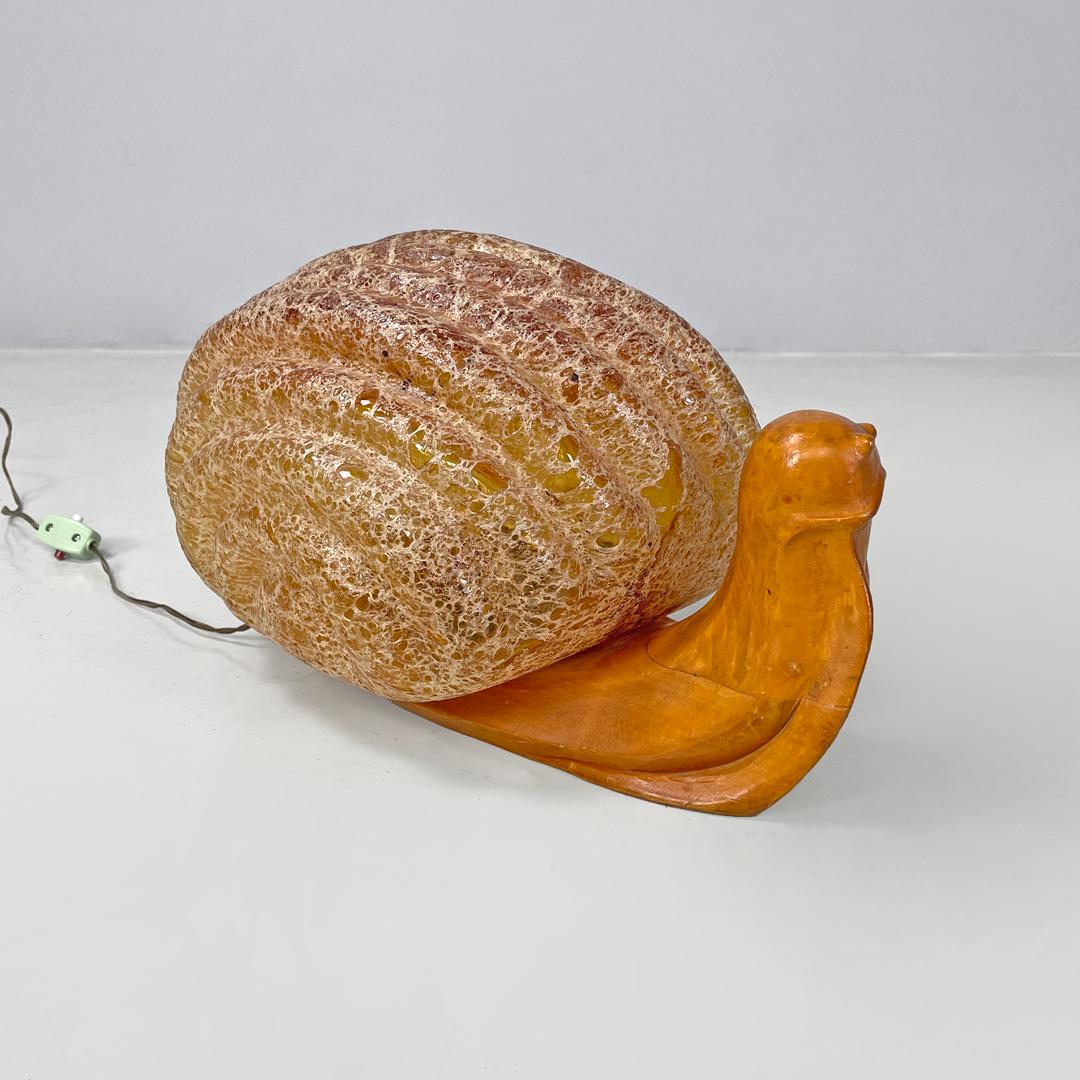 Murano Glass Italian mid-century modern table lamp Snail Marzio Cecchi Dimensione Fuoco 1960s For Sale