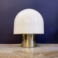 Italian Mid-Century Modern Table Lamp with Glossy Opal Glass by Mazzega, 1970s