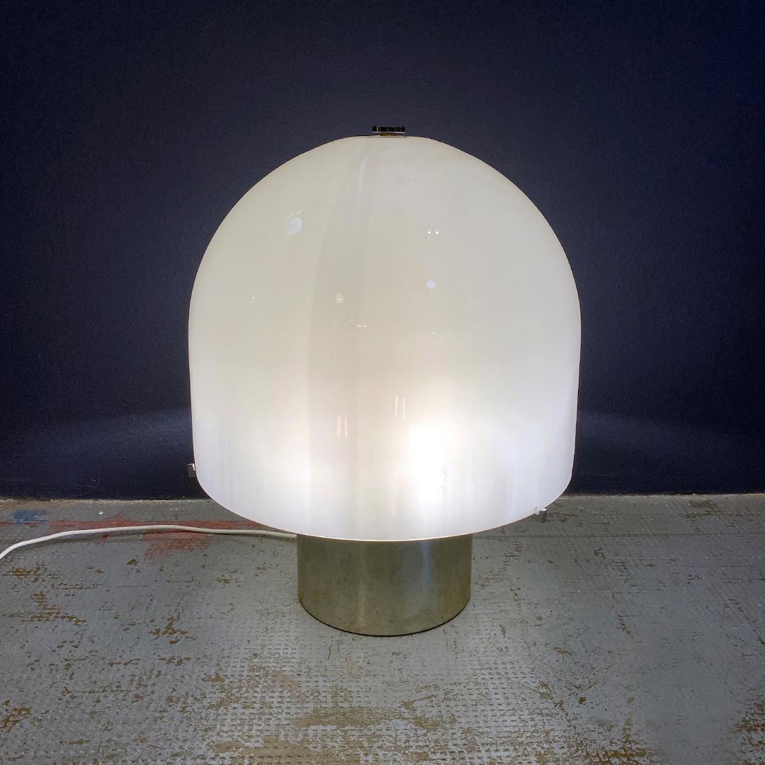 Italian Mid-Century Modern Table Lamp with Glossy Opal Glass by Mazzega, 1970s 4