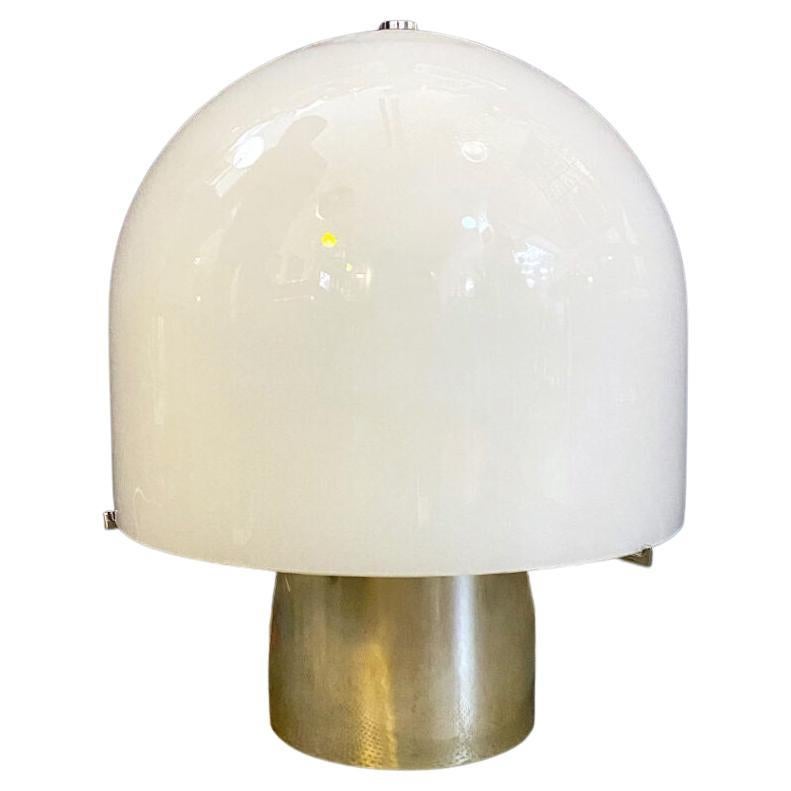 Italian Mid-Century Modern Table Lamp with Glossy Opal Glass by Mazzega, 1970s For Sale