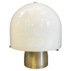 Retro Italian Mid-Century Modern Table Lamp with Glossy Opal Glass by Mazzega, 1970s