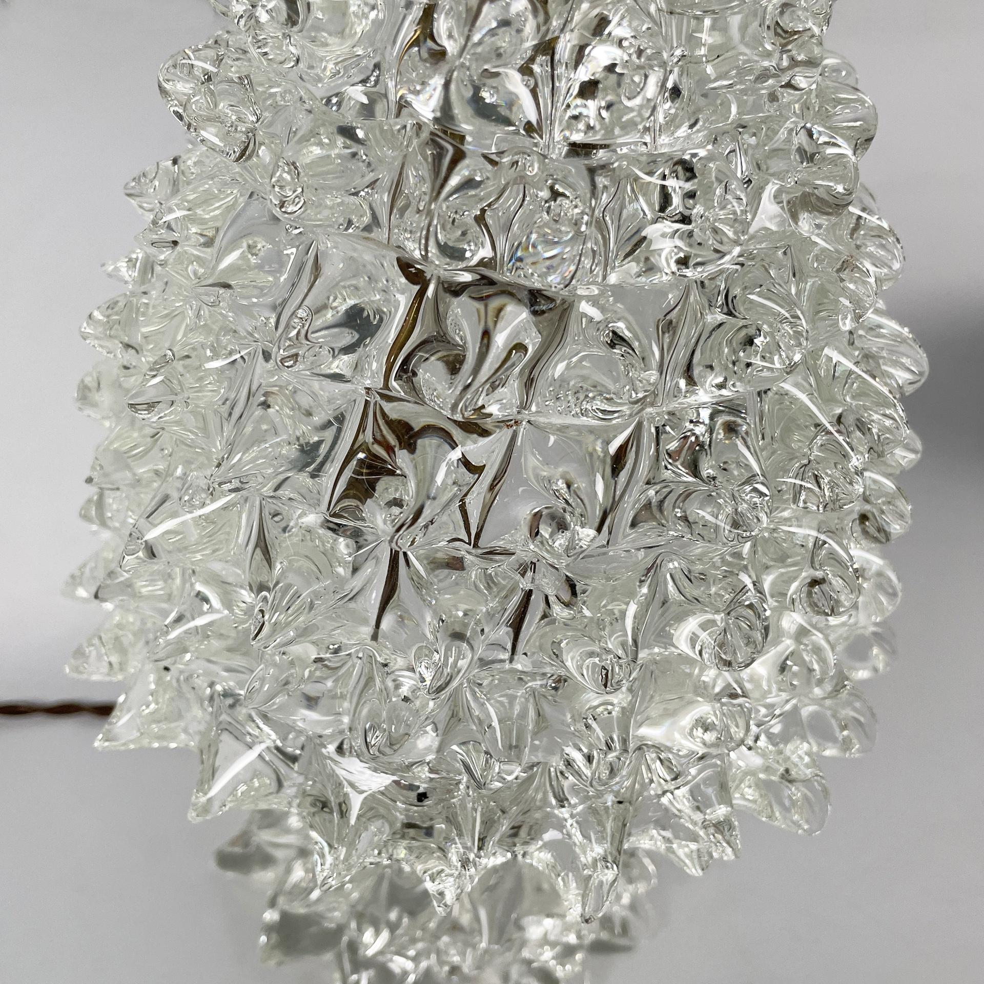 Lámparas de sobremesa modernas italianas de mediados de siglo de Barovier&Toso de cristal rostrato, años 50 en venta 3